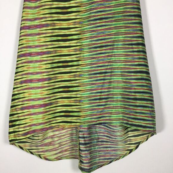Sheer racer back tank lime green and multi color size L boho colorful artsy - Picture 3 of 7